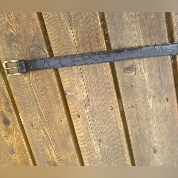 Mens Burberry Croco Embossed NEW Leather Belt🔥Vintage Brass Buckle🔥 - Picture 5 of 16